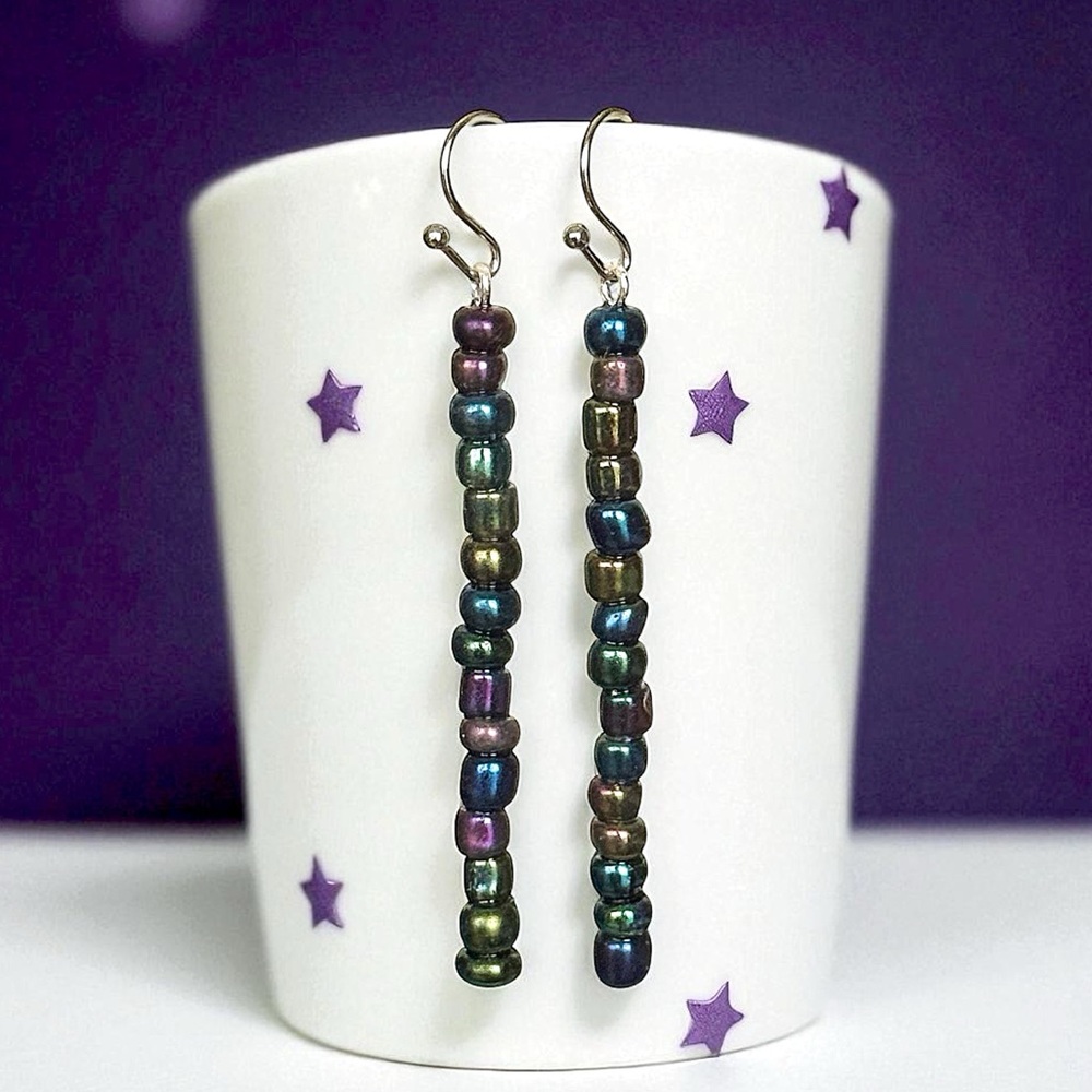5 For $25💫Long Iridescent Beaded Earrings